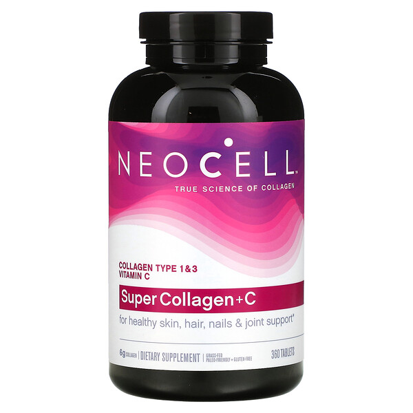 Super Collagen + C, Коллаген типа 1 и 3, 360 таблеток Neocell