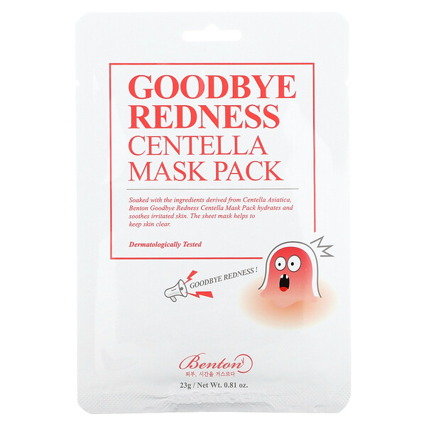 Goodbye Redness Centella Beauty Mask Pack, 10 листов по 0,81 унции (23 г) каждый Benton