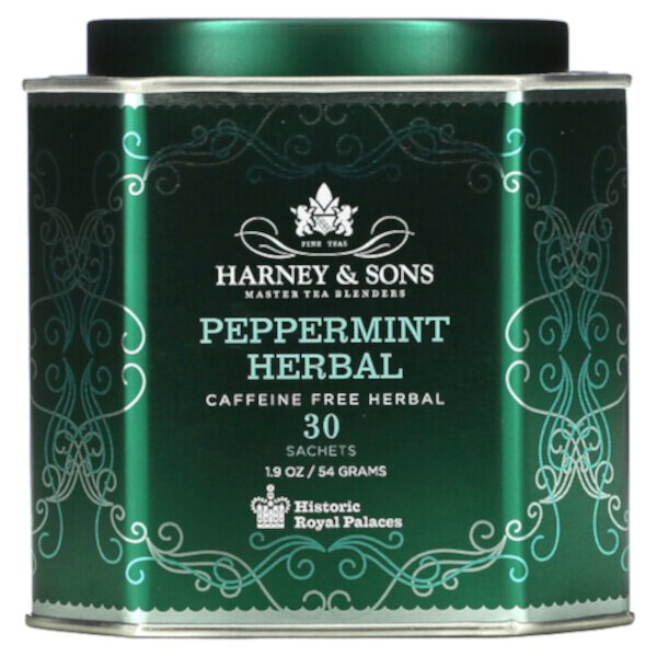 Peppermint Herbal, без кофеина, 30 пакетиков, 1,9 унции (54 г) Harney & Sons