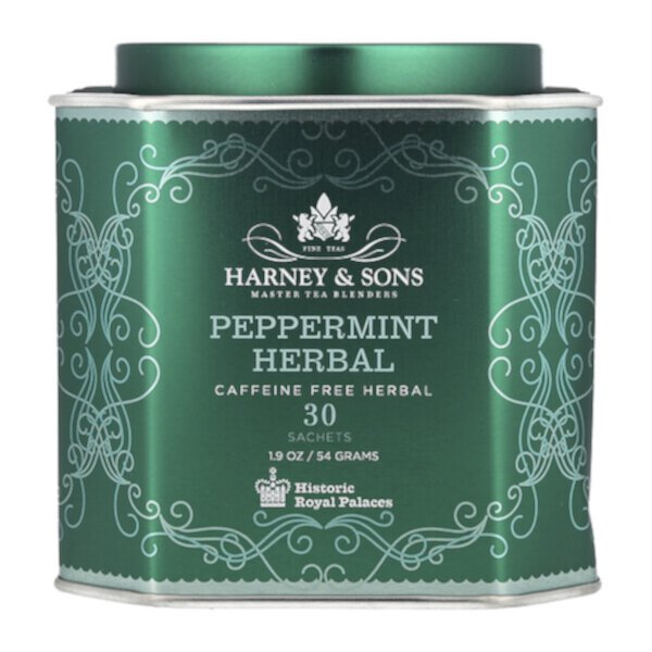 Peppermint Herbal, Caffeine Free, 30 Sachets, 1.9 oz (54 g) Harney & Sons