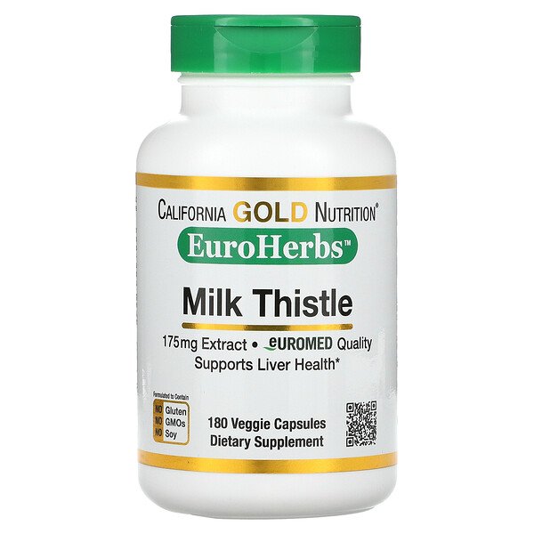 Экстракт Расторопши - 175 мг - 180 растительных капсул - California Gold Nutrition California Gold Nutrition