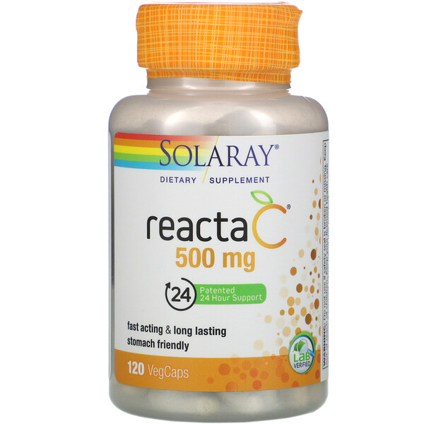 Reacta-C, 500 мг, 120 растительных капсул Solaray