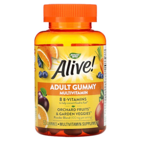 Живой! Жевательные мультивитамины для взрослых, вкусные фрукты, 50 жевательных конфет Nature's Way
