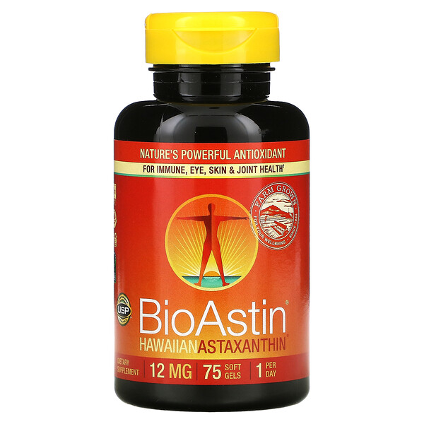 BioAstin, Гавайский Астаксантин - 12 мг - 75 мягких капсул - Nutrex Hawaii Nutrex Hawaii