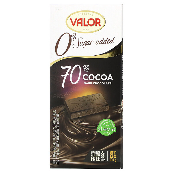 0 % добавления сахара, 70 % темного шоколада, 3,5 унции (100 г) Valor