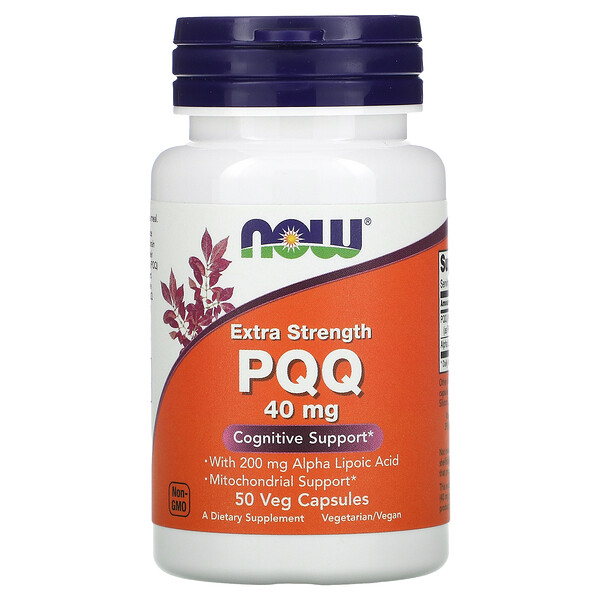 PQQ повышенной прочности, 40 мг, 50 растительных капсул NOW Foods