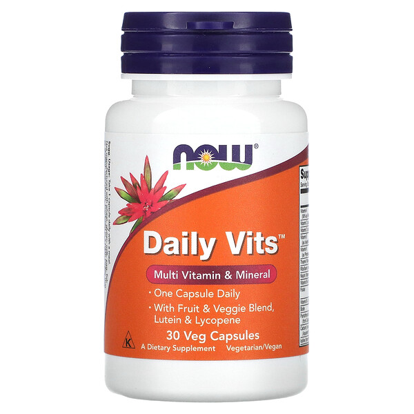 Daily Vits, Мультивитамины и минералы, 30 растительных капсул NOW Foods