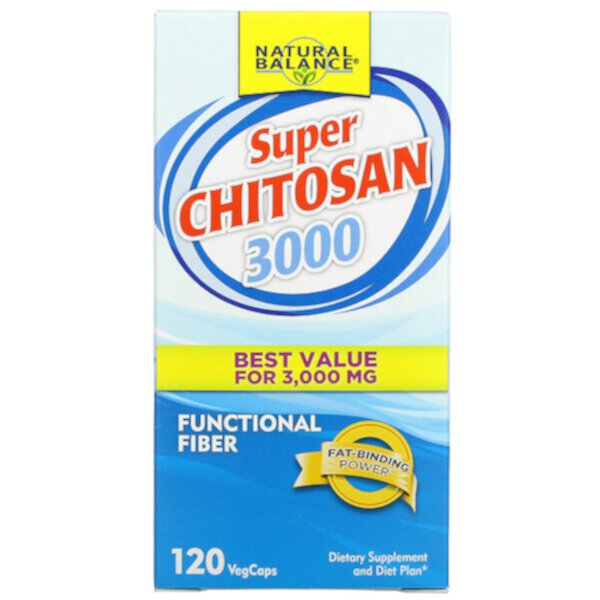 Super Chitosan 3000, 3000 мг, 120 растительных капсул Natural Balance