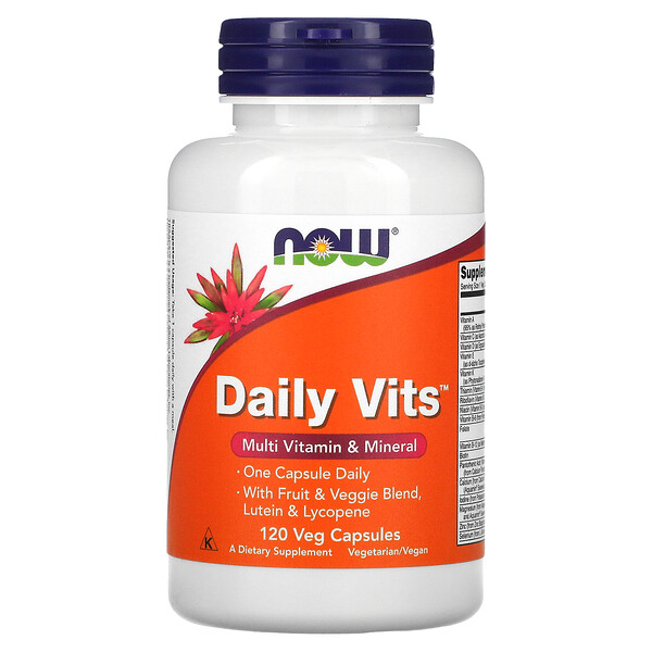 Daily Vits, Мультивитамины и минералы, 120 растительных капсул NOW Foods