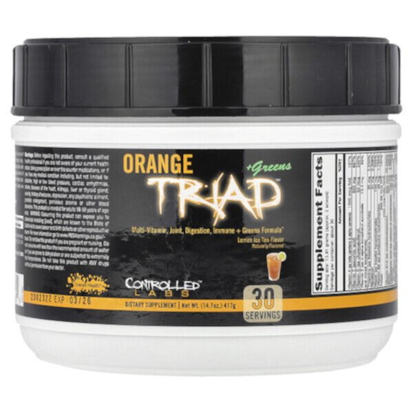 Orange Triad + Greens, Lemon Ice Tea, 14.7 oz (Унции) (417 g) Controlled Labs