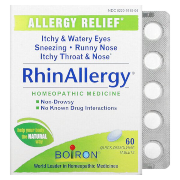 RhinAllergy, Средство от аллергии, 60 быстрорастворимых таблеток Boiron