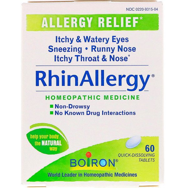 RhinAllergy, Средство от аллергии, 60 быстрорастворимых таблеток Boiron