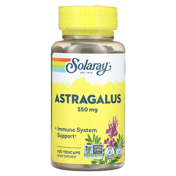 Органически выращенный астрагал, 550 мг, 100 растительных капсул Solaray