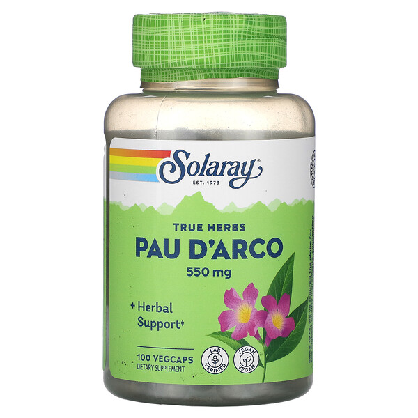 Пау Д'Арко, 550 мг, 100 растительных капсул Solaray