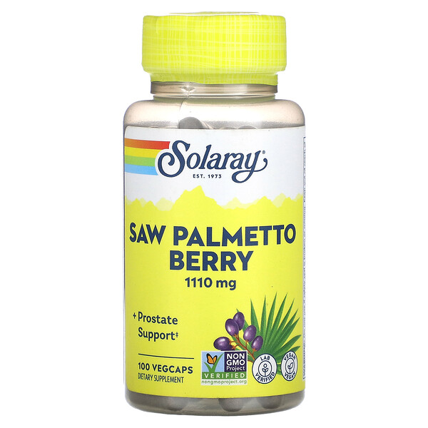 Saw Palmetto Berry, 1,110 mg, 100 VegCaps (555 mg per Capsule) Solaray