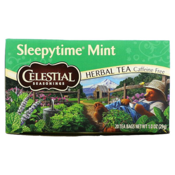 Herbal Tea, Sleepytime Mint, без кофеина, 20 чайных пакетиков, 1,0 унция (29 г) Celestial Seasonings