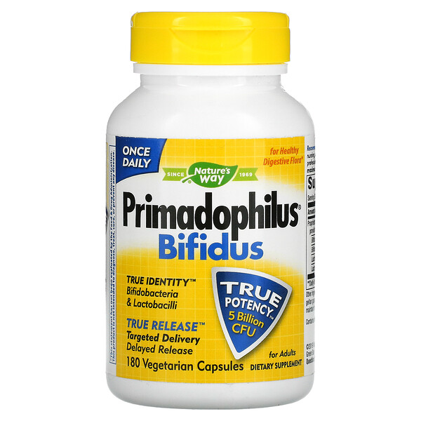 Primadophilus Bifidus, 5 миллиардов КОЕ, 180 вегетарианских капсул Nature's Way
