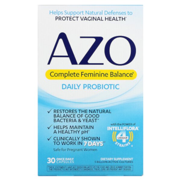 Complete Feminine Balance, ежедневный пробиотик, 30 капсул один раз в день Azo