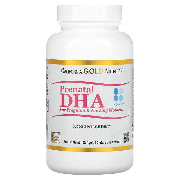 Пренатальная ДГК для беременных и кормящих матерей, 900 мг, 60 мягких капсул из рыбьего желатина (450 мг на мягкую таблетку) California Gold Nutrition