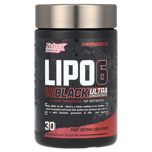 LIPO-6 Black, Ультраконцентрированный - 30 Жидких Капсул - Nutrex Research Nutrex Research