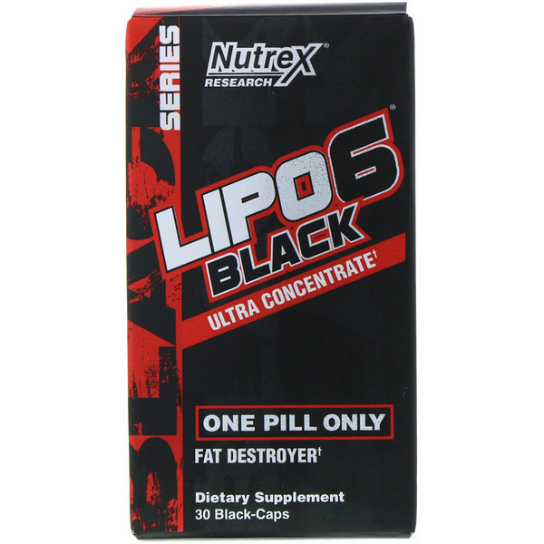 LIPO-6 Black, ультра концентрат, 30 черных капсул Nutrex Research