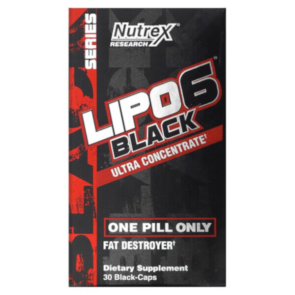 LIPO-6 Black, ультра концентрат, 30 черных капсул Nutrex Research
