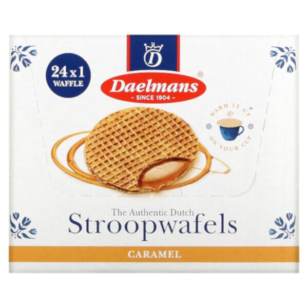 Stroopwafels, карамель, 24 вафли, 1,38 унции (39 г) каждая Daelmans