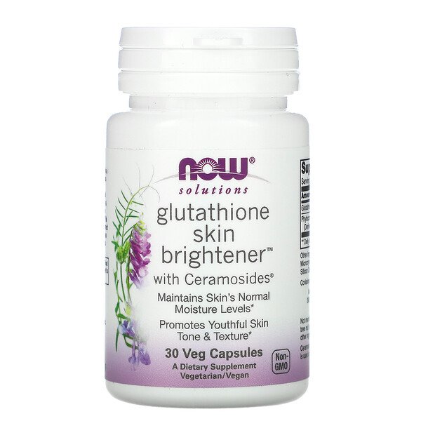 Solutions, Осветлитель кожи с глутатионом, 30 растительных капсул NOW Foods