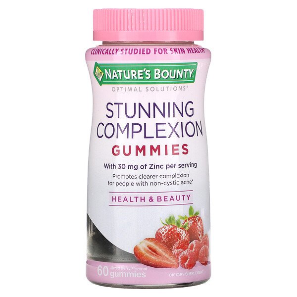 Optimal Solutions, Потрясающий цвет лица, ягодная смесь, 60 жевательных конфет Nature's Bounty