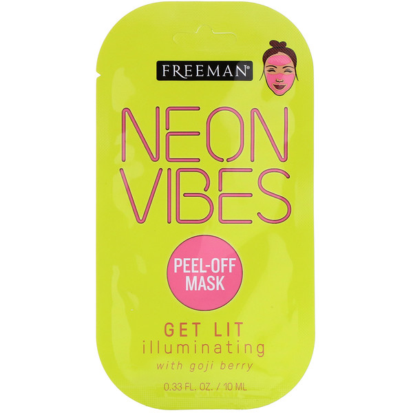 Neon Vibes, Get Lit, осветляющая косметическая маска-пленка, 1 маска, 0,33 ж. унц. (10 мл) Freeman Beauty