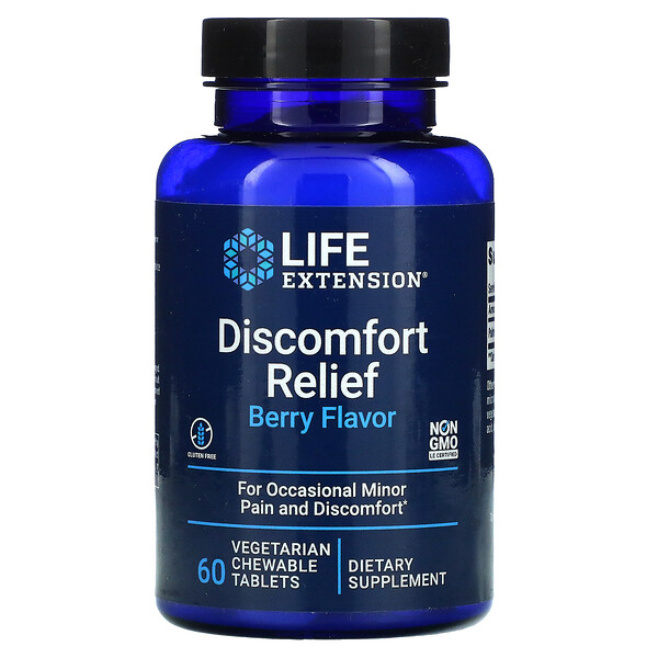 Discomfort Relief, Ягода, 60 вегетарианских жевательных таблеток Life Extension