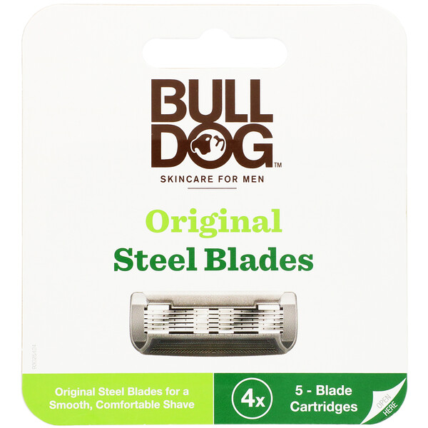 Сменный блок Original Steel Blades, четыре картриджа с 5 лезвиями Bulldog Skincare For Men