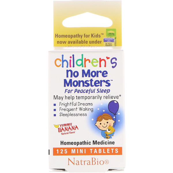 Children's No More Monsters, Вкусный банан с натуральным вкусом, 125 мини-таблеток NatraBio