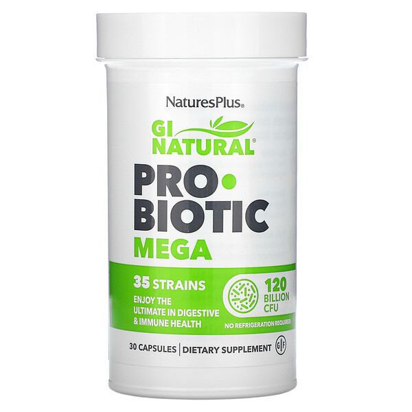 GI Natural Probiotic Mega, 120 миллиардов КОЕ, 30 капсул - NaturesPlus NaturesPlus