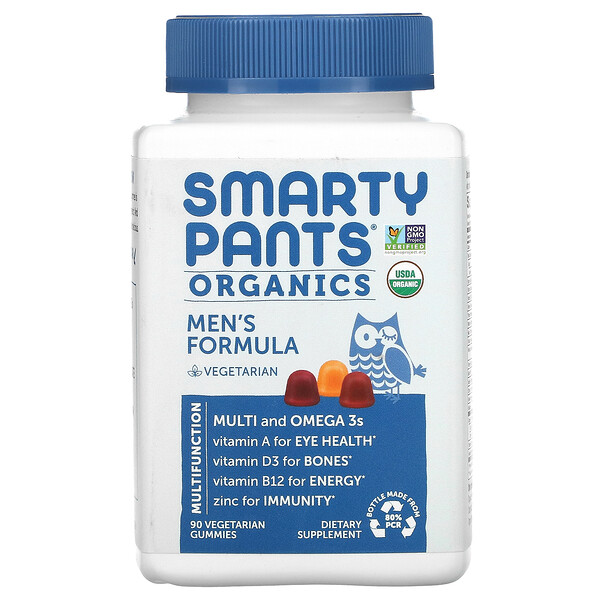 Органическая мужская формула, малина, апельсин и вишня, 90 вегетарианских жевательных таблеток SmartyPants