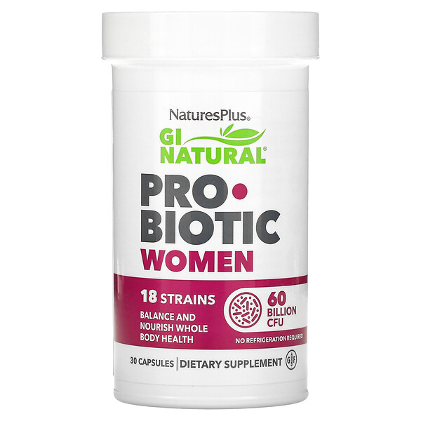 GI Natural Probiotic Women, 60 миллиардов КОЕ, 30 капсул NaturesPlus