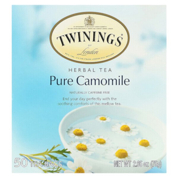 Herbal Tea, Чистая ромашка, без кофеина, 50 чайных пакетиков, 2,65 унции (75 г) Twinings