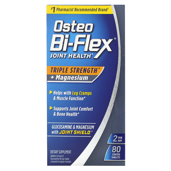 Joint Health, Тройная сила + магний, 80 таблеток, покрытых оболочкой Osteo Bi-Flex