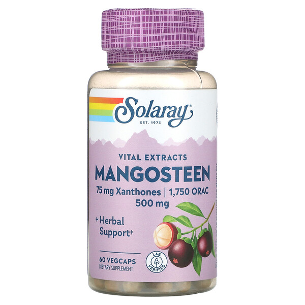 Экстракт плодов мангустина, 500 мг, 60 растительных капсул Solaray