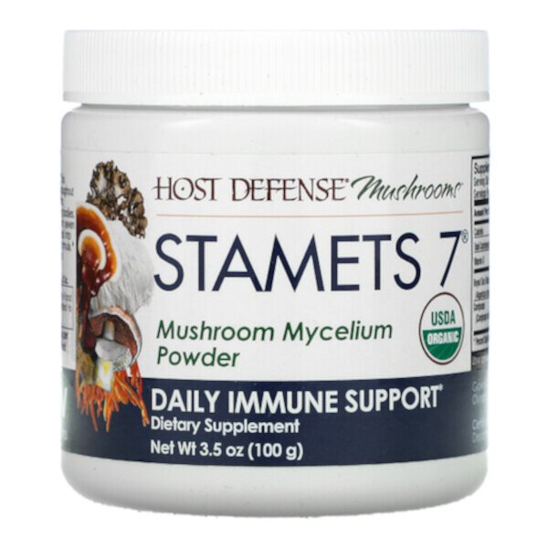 Stamets 7, Порошок грибного мицелия, ежедневная поддержка иммунитета, 3,5 унции (100 г) Fungi Perfecti