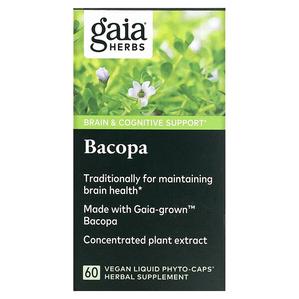 Bacopa, 60 веганских жидких фито-капсул Gaia Herbs