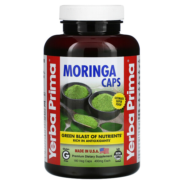 Моринга Капс, 400 мг, 180 растительных капсул Yerba Prima