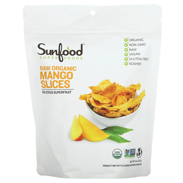 Ломтики сырого органического манго, 8 унций (227 г) Sunfood