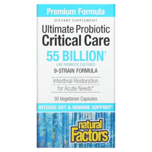 Ultimate Probiotic, Critical Care, 55 миллиардов КОЕ, 30 вегетарианских капсул Natural Factors