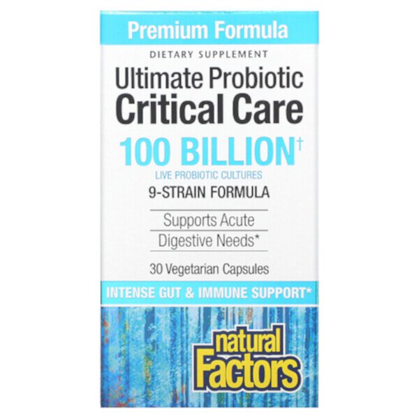 Ultimate Probiotic, Critical Care, 100 миллиардов КОЕ, 30 вегетарианских капсул Natural Factors