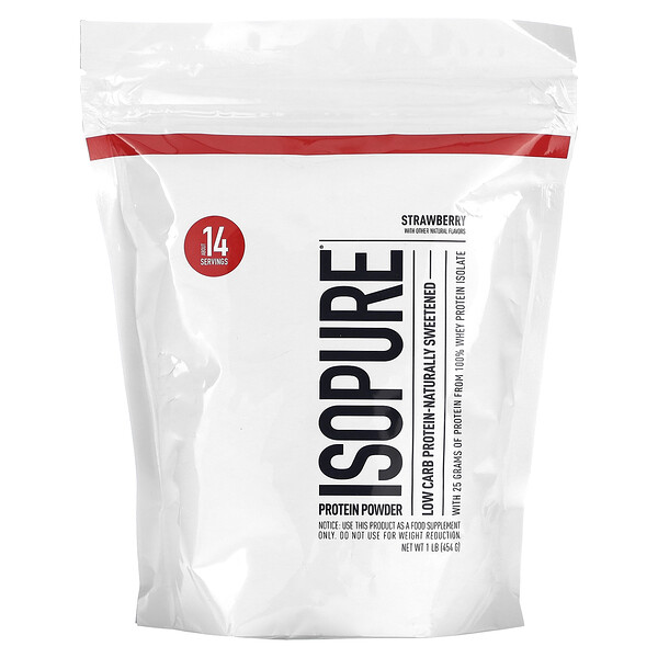 Протеиновый порошок с низким содержанием углеводов, клубника, 1 фунт (454 г) Isopure