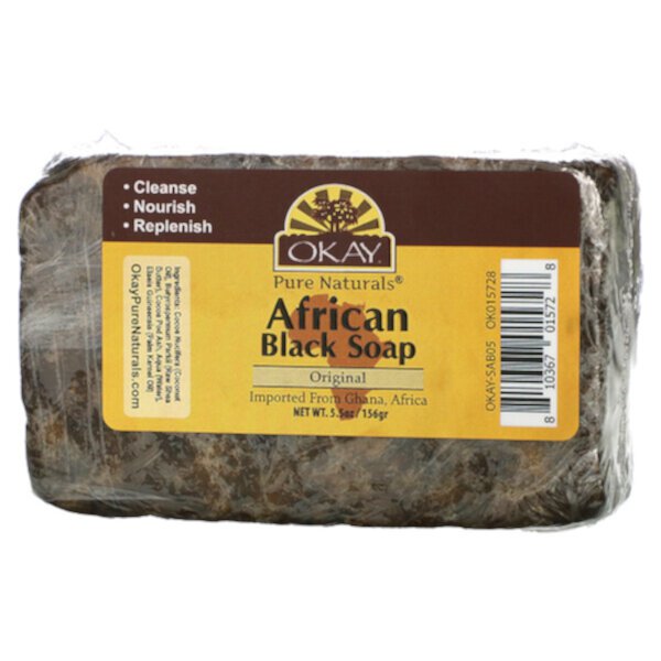 Африканское черное мыло, оригинальное, 5,5 унций (156 г) Okay Pure Naturals