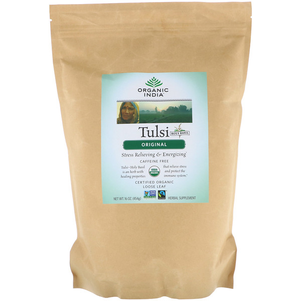 Листовой чай Tulsi, оригинальный, без кофеина, 16 унций (454 г) Organic India