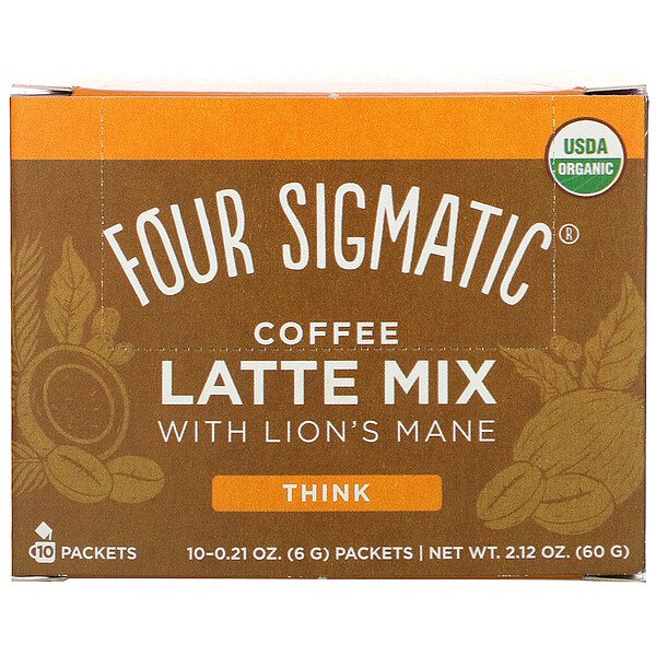 Coffee Latte Mix with Lion's Mane, Think, 10 пакетиков по 0,21 унции (6 г) каждый Four Sigmatic
