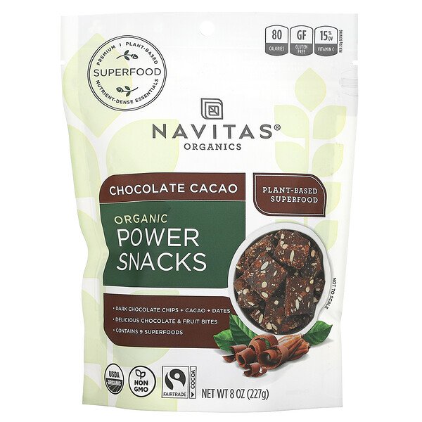 Power Snacks, Шоколадный какао, 8 унций (227 г) Navitas Organics